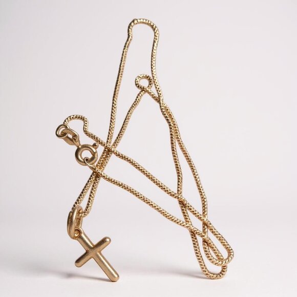 Delicate 925 Italy Silver Chain Necklace  & 925 LA CROSS Minimalist Vintage - Picture 1 of 7